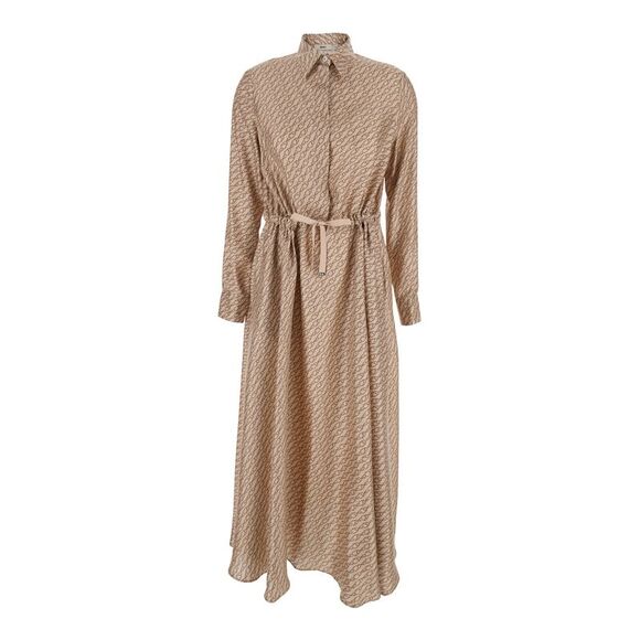 Herno Women Dress With Classic Collar And All-Over Print In Silk Woman